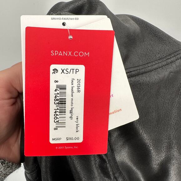 SPANX NWT Faux Leather Moto Leggings in Very Black // XS - Picture 12 of 13